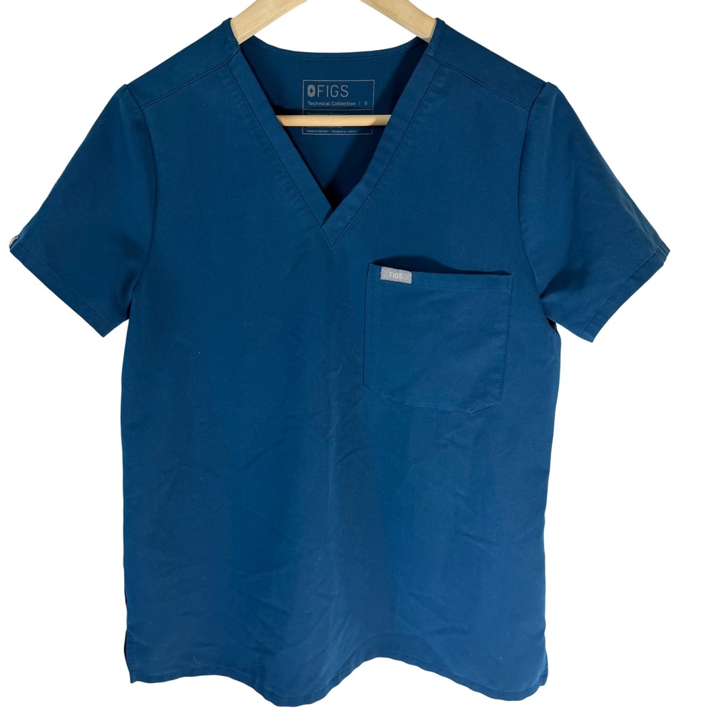 FIGS‎ Catarina One-Pocket Scrub Top Teal Blue V-Neck FW1000N Womens Size Small